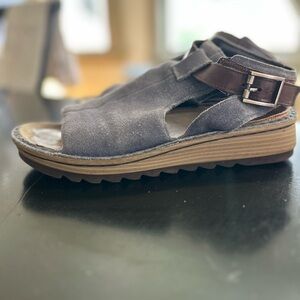 Naot Blue Suede and Brown leather Sandals